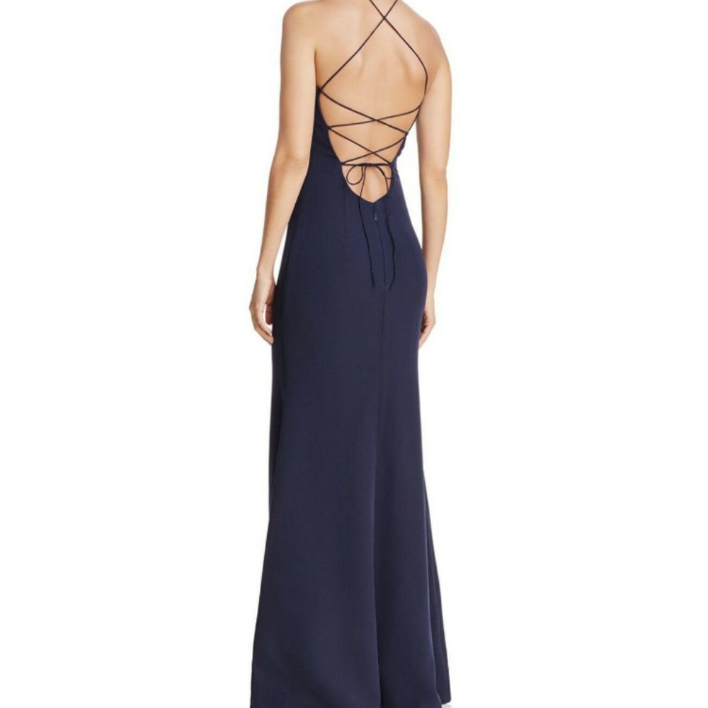 Bariano Australia High-Neck Cross-Back Gown, XXL